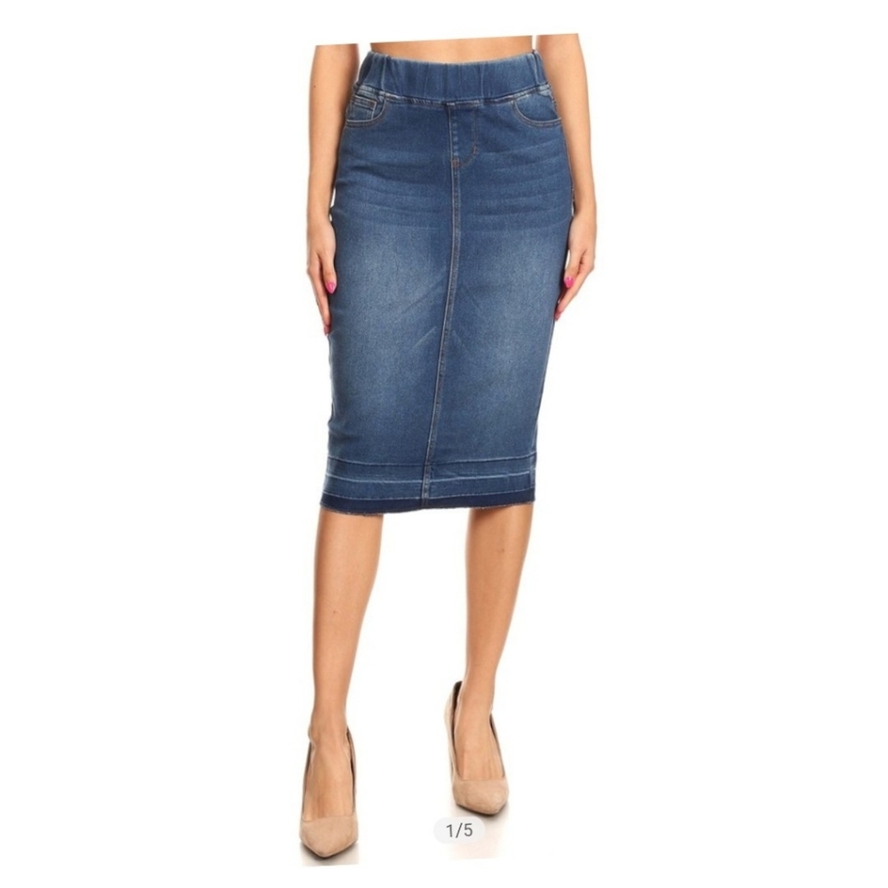 XS - Denim Pencil Skirt